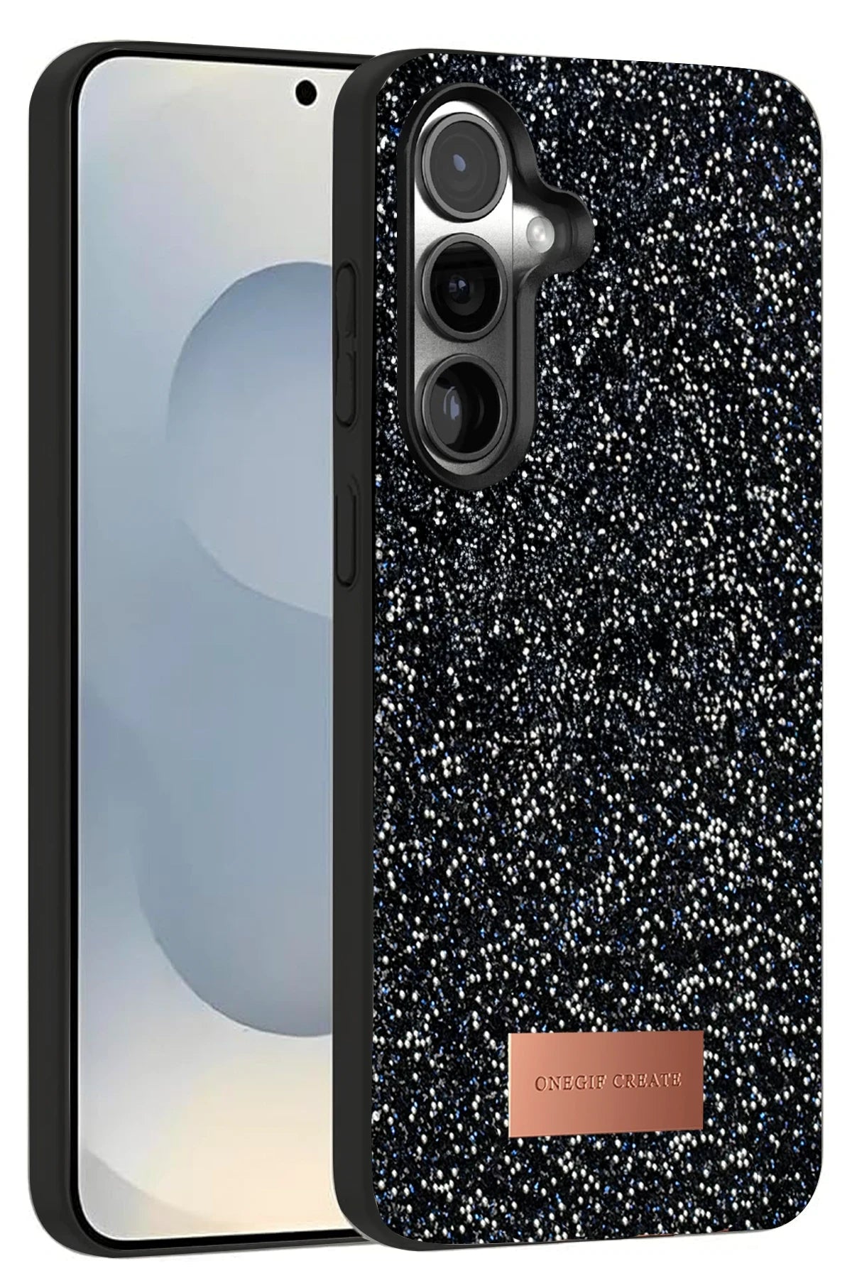 Onegif Samsung Galaxy S25 Bright Simli Kapak - Siyah 1