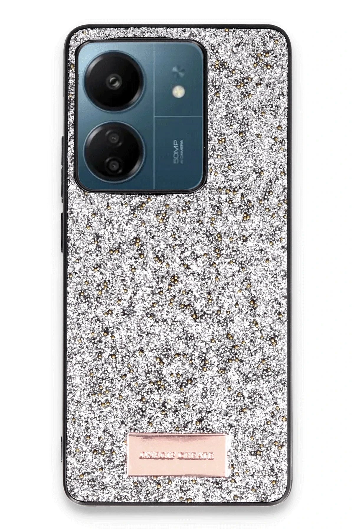 Onegif Xiaomi Redmi 13C Bright Simli Kapak - Gümüş 1