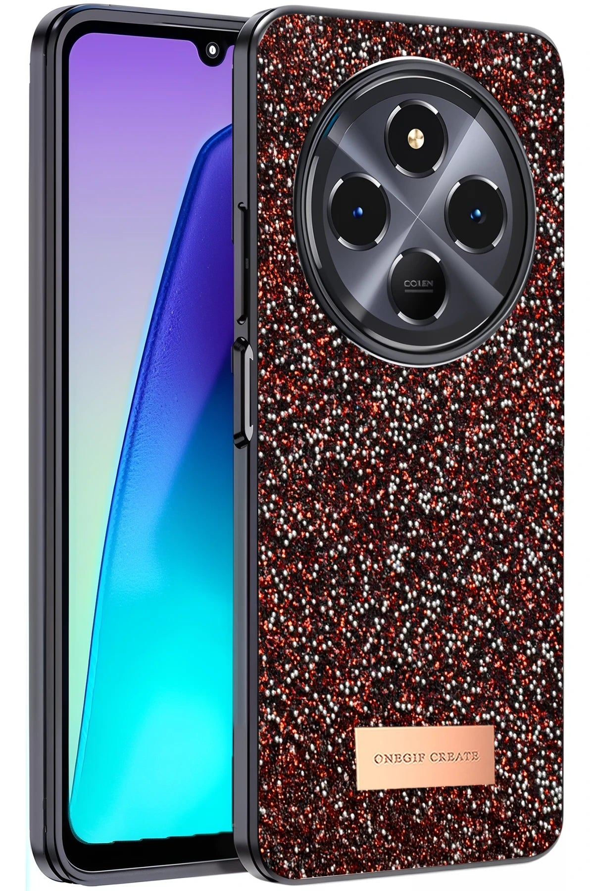 Onegif Xiaomi Redmi 14C Bright Simli Kapak - Derin Mor 1