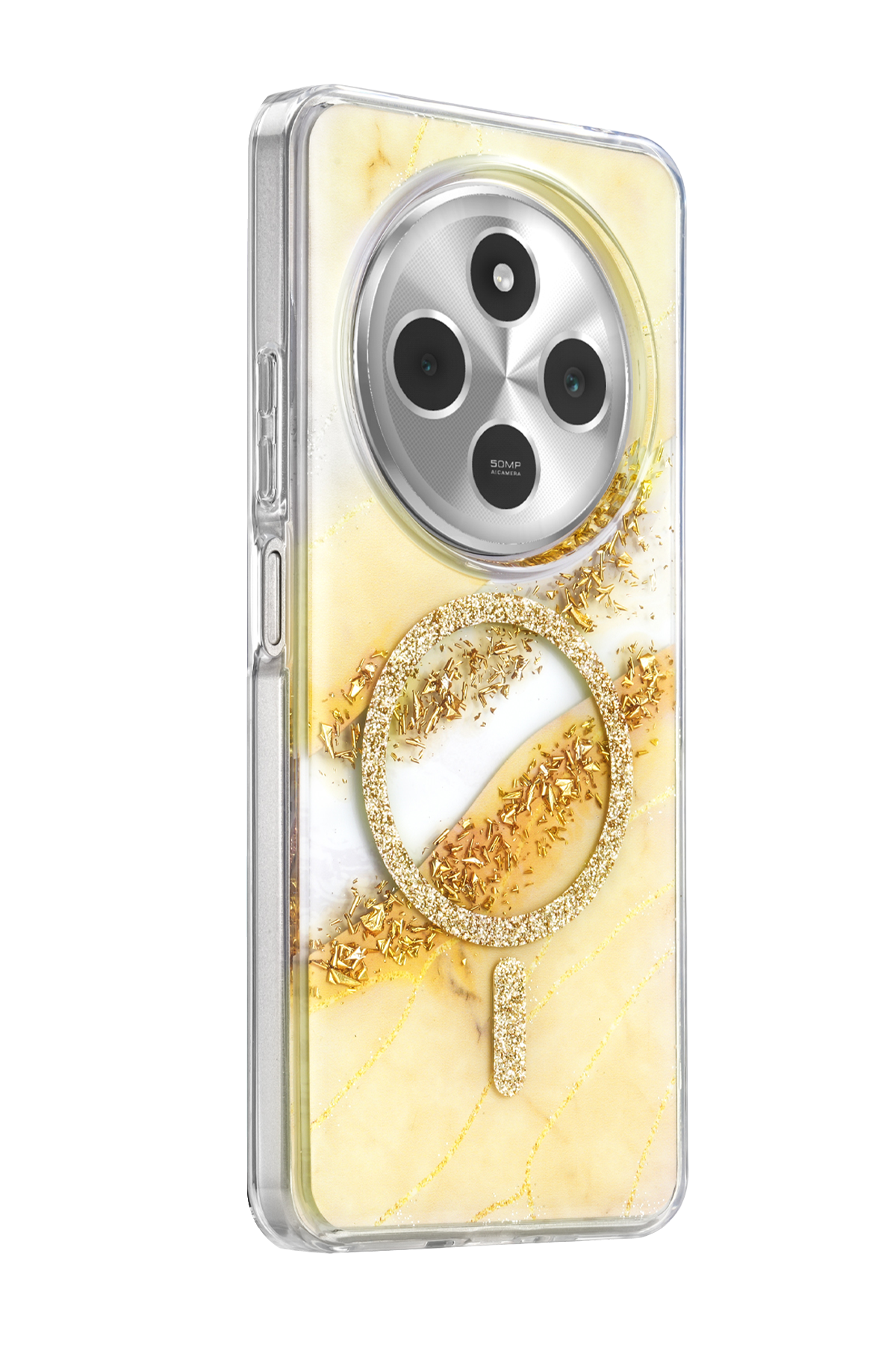 Onegif Xiaomi Redmi 14C Lotus Simli Magsafe Kapak - Gümüş 2