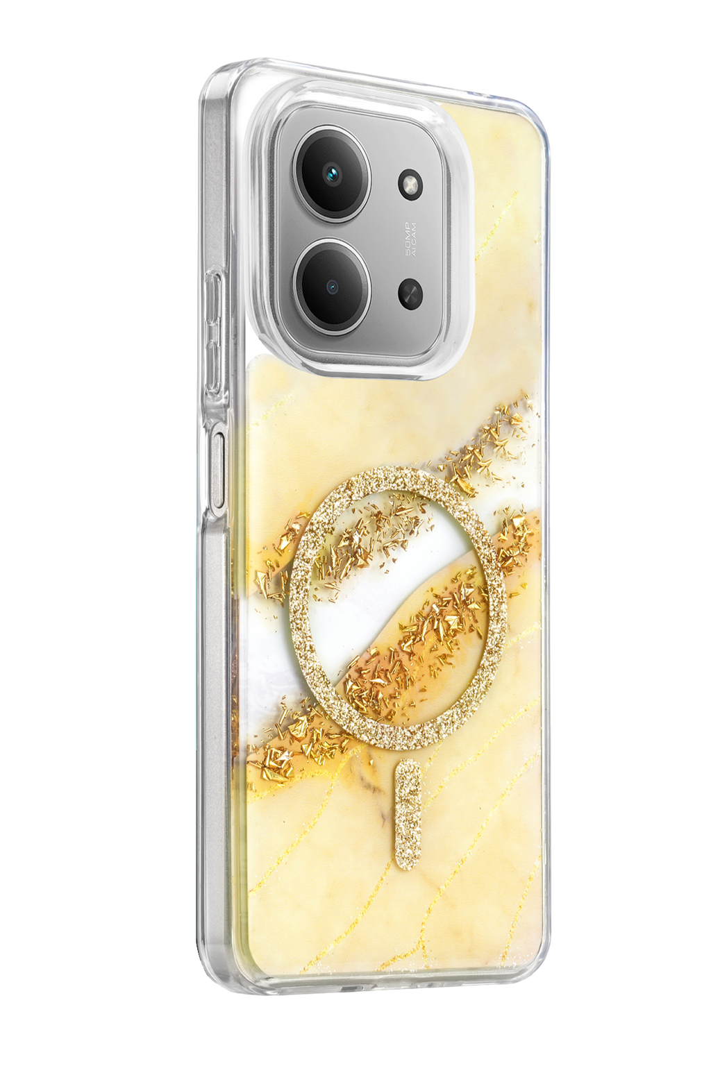 Onegif Xiaomi Redmi 15C 4G Lotus Simli Magsafe Kapak - Gümüş 2