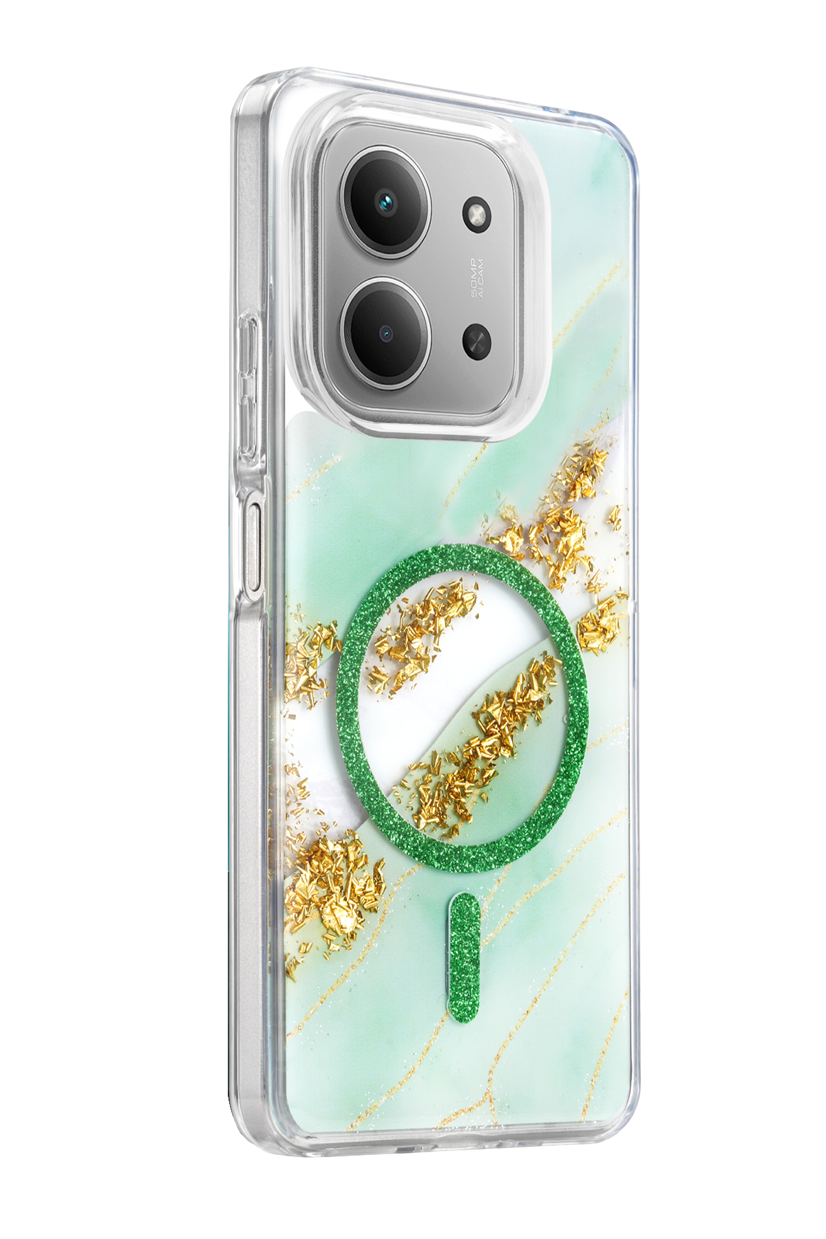 Onegif Xiaomi Redmi 15C 4G Lotus Simli Magsafe Kapak - Yeşil 2