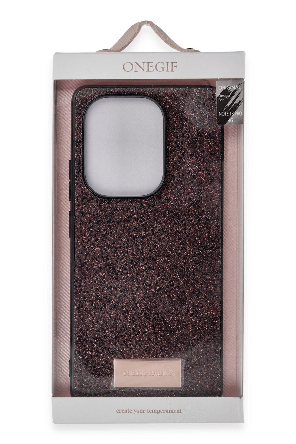 Onegif Xiaomi Redmi Note 13 Pro 4G Bright Simli Kapak - Gold 3