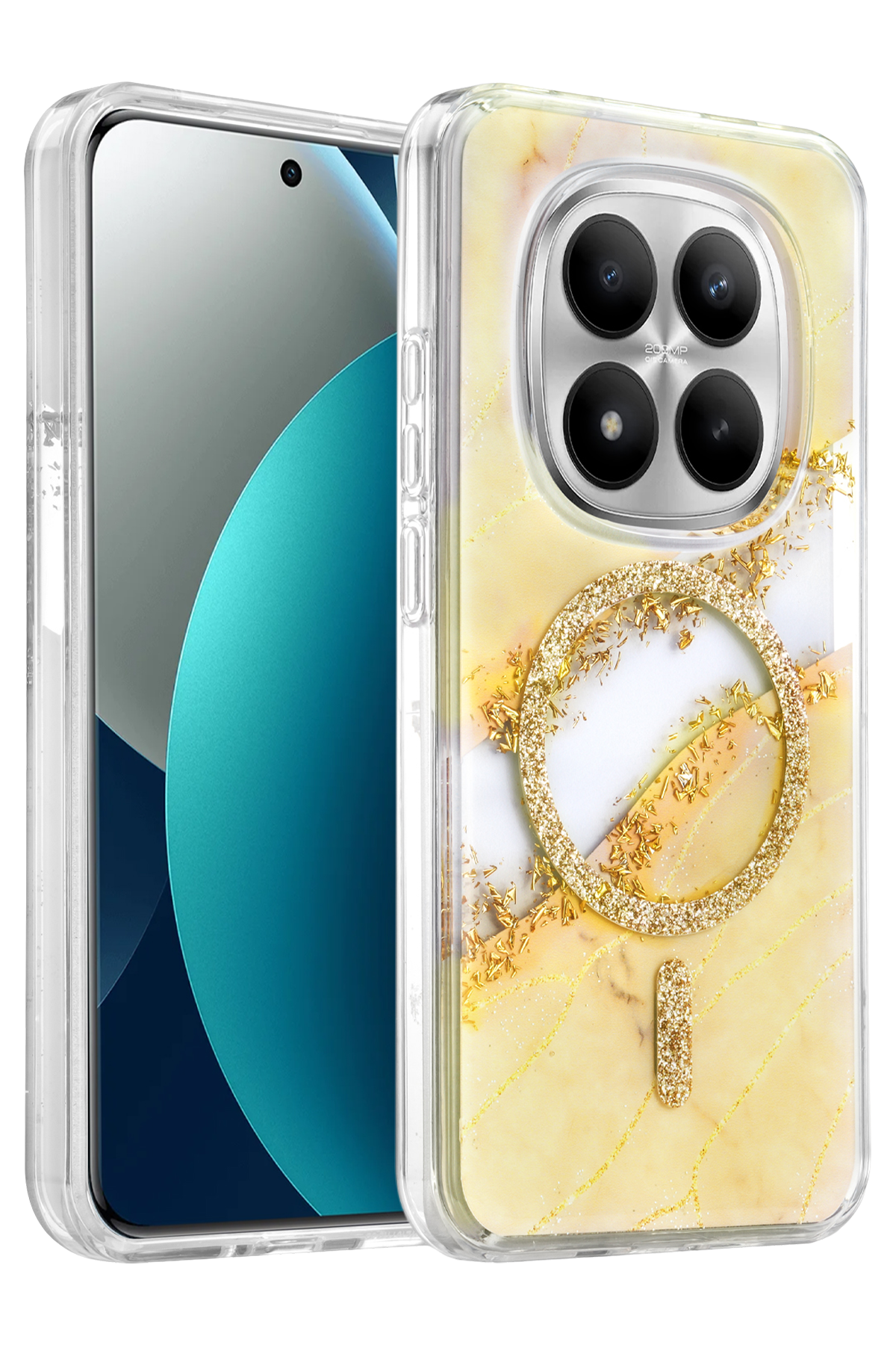 Onegif Xiaomi Redmi Note 15 Pro 4G Lotus Simli Magsafe Kapak - Gümüş 1