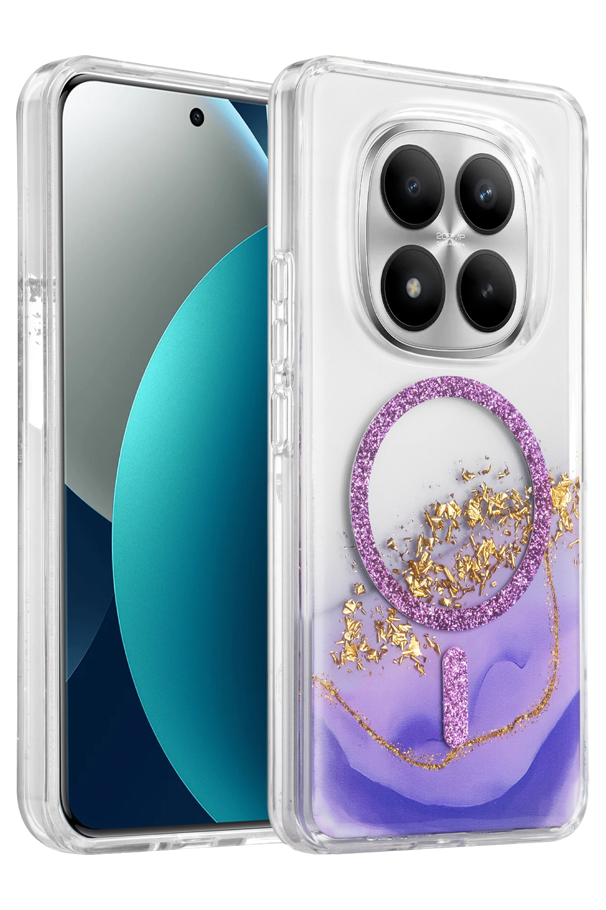 Onegif Xiaomi Redmi Note 15 Pro 4G Lotus Simli Magsafe Kapak - Mor 1