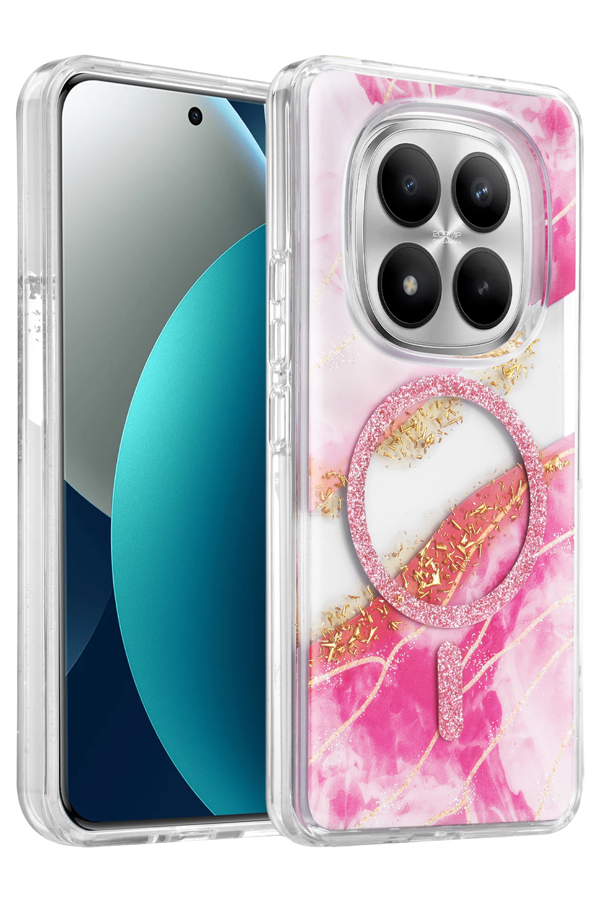 Onegif Xiaomi Redmi Note 15 Pro 5G Lotus Simli Magsafe Kapak - Pembe 1