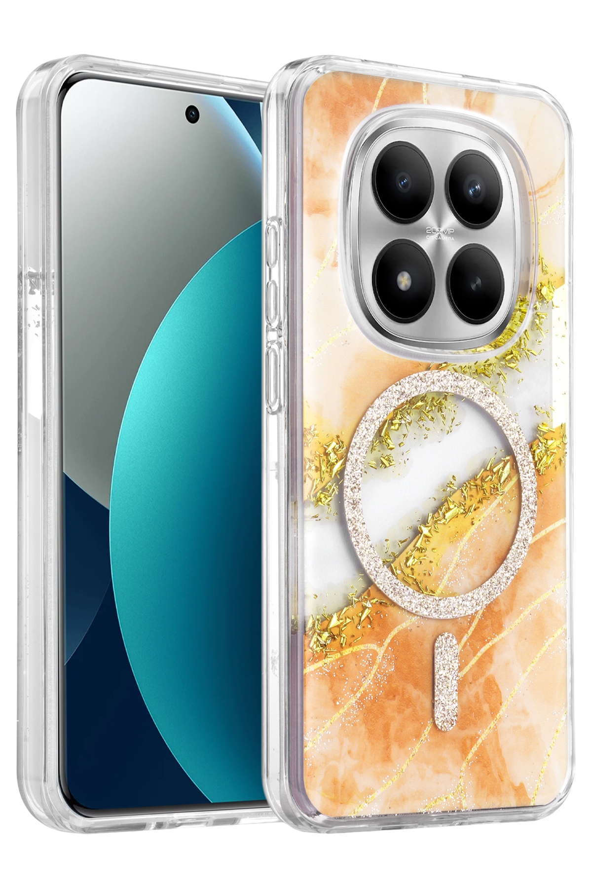 Onegif Xiaomi Redmi Note 15 Pro Plus 5G Lotus Simli Magsafe Kapak - Turuncu 1