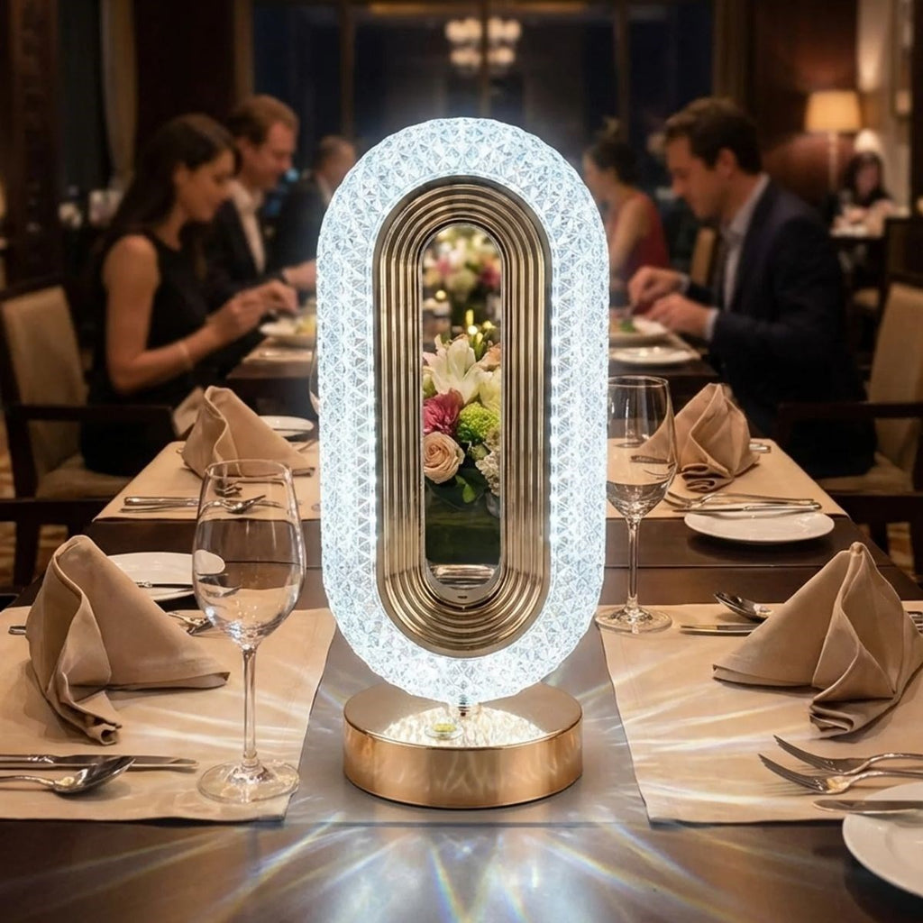 Oval Şeklinde Kristal LED Masa Lambası – Dokunmatik, 3 Renk Işık Modlu, Şarjlı Dekoratif Gece Lambası (5538) 2