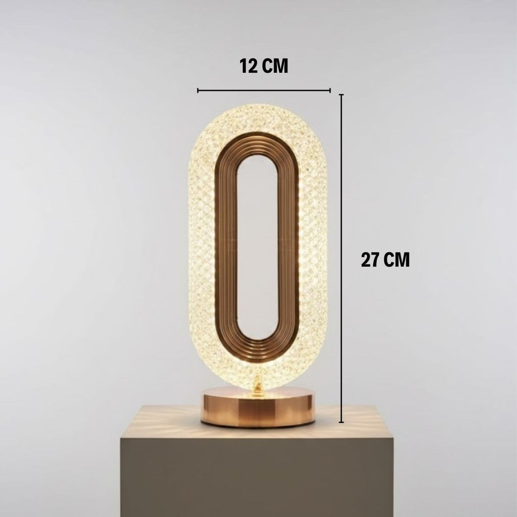 Oval Şeklinde Kristal LED Masa Lambası – Dokunmatik, 3 Renk Işık Modlu, Şarjlı Dekoratif Gece Lambası (5538) 5