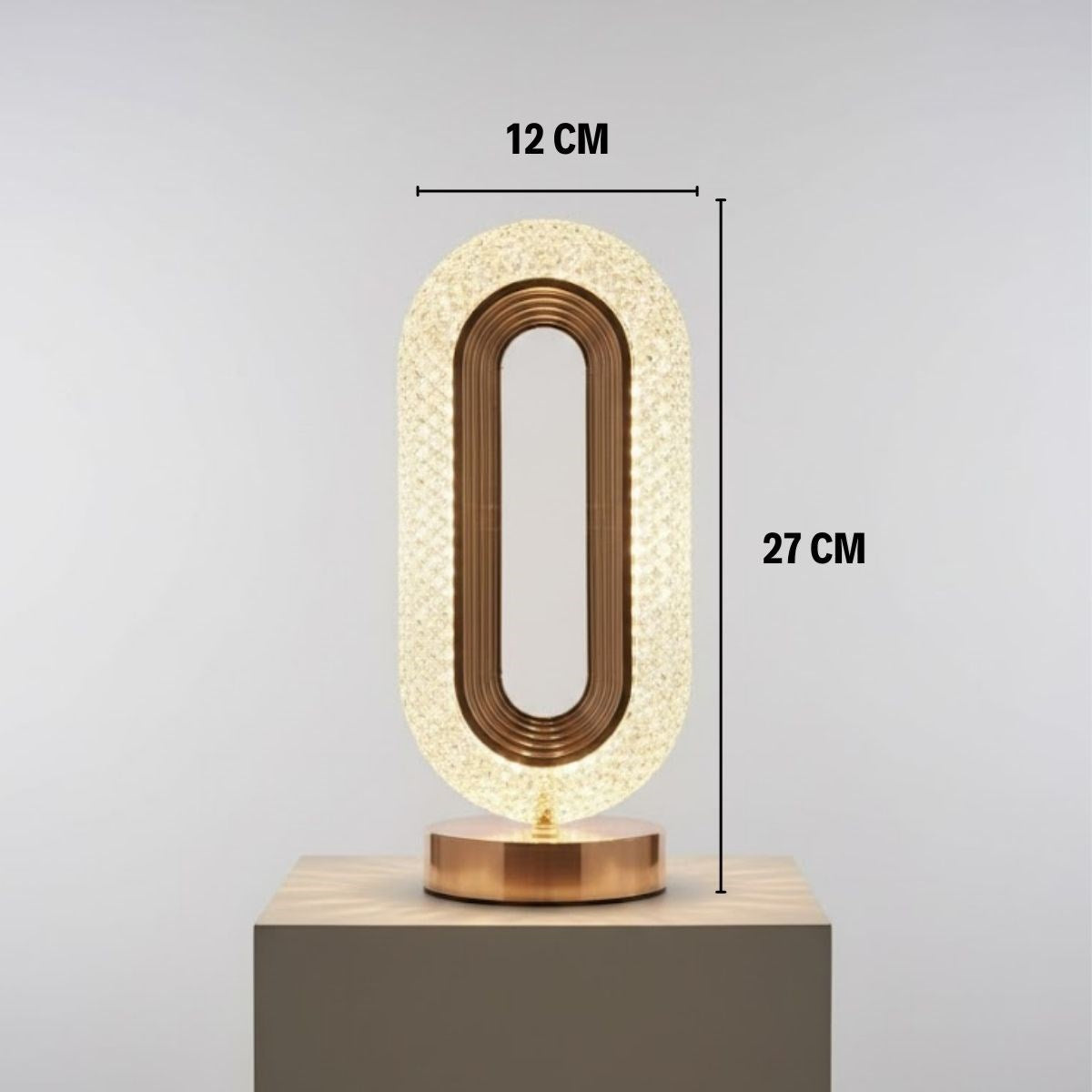 Oval Şeklinde Kristal LED Masa Lambası – Dokunmatik, 3 Renk Işık Modlu, Şarjlı Dekoratif Gece Lambası (5538) 5