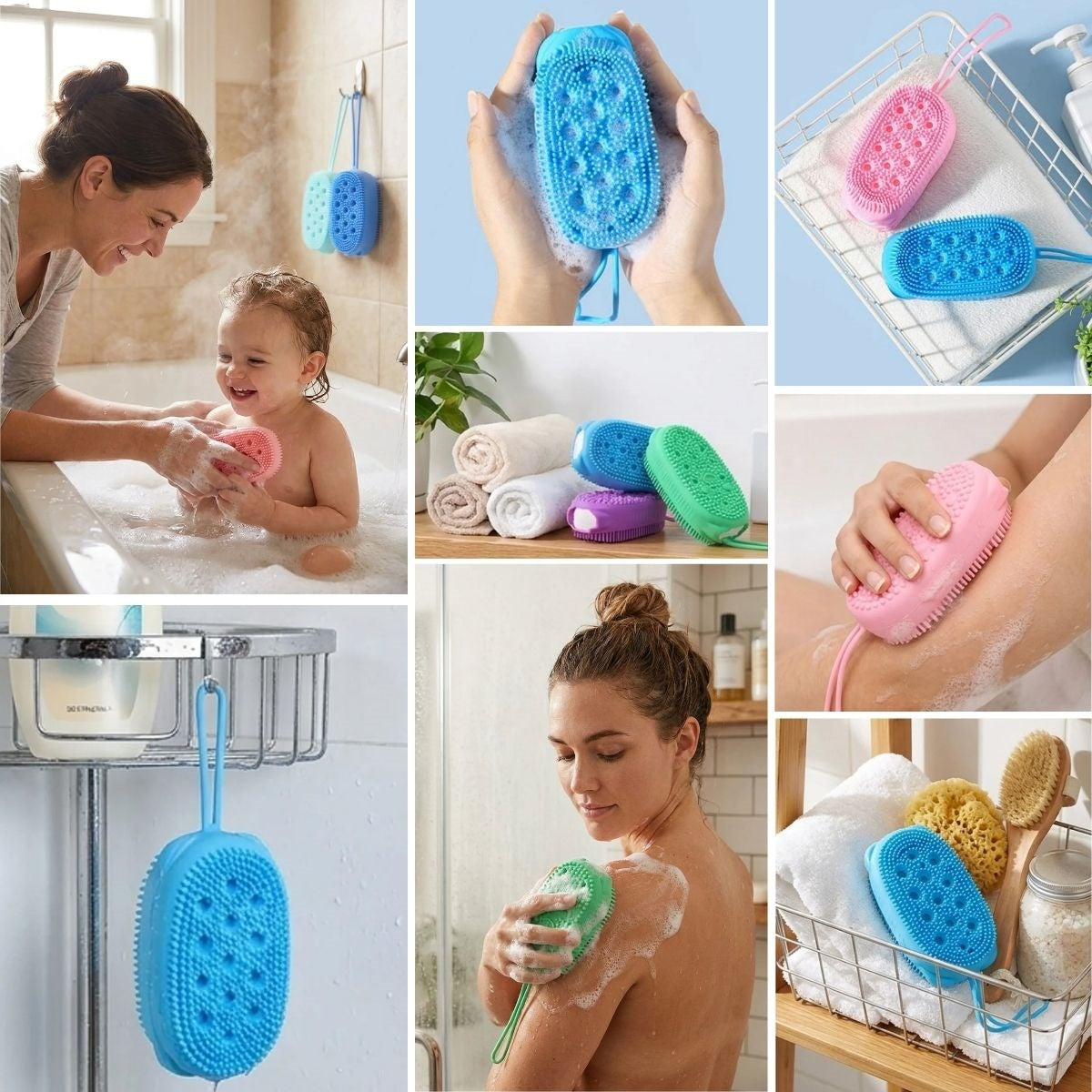 Peeling Etkili Süngerli Silikon Banyo Lifi – Asma Kancalı Duş Kesesi (5538) 4