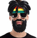 Rasta Peruklu Rasta Sakallı Bob Marley Bıyıklı Parti Gözlüğü 27x18 cm (5538) 1