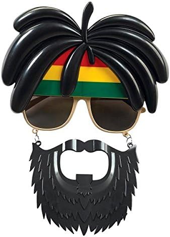 Rasta Peruklu Rasta Sakallı Bob Marley Bıyıklı Parti Gözlüğü 27x18 cm (5538) 3