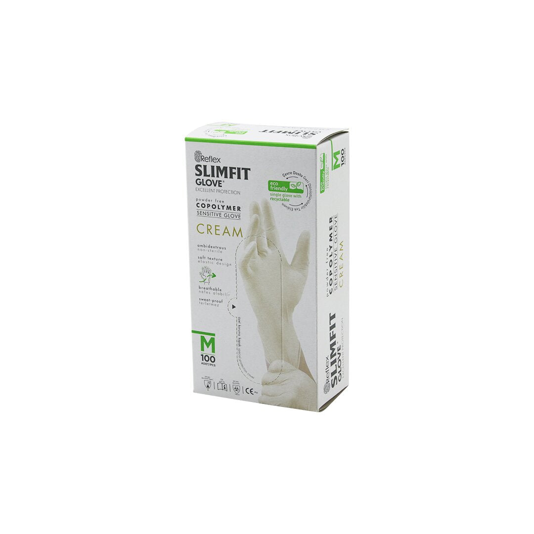REFLEX SLİMFİT GLOVE KOD-029 M KREM PUDRASIZ MUAYENE ELDİVEN 100LÜ (5538) 1