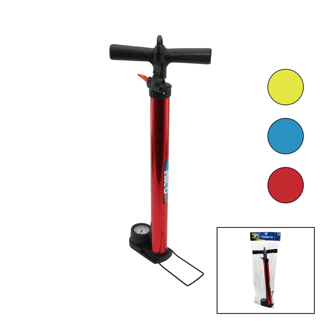 SAATLİ İRAN EL POMPASI METAL GÖVDE PLASTİK KOL - ALTLIK 55 CM TOP - BİSİKLET - MOTOR (5538) 1