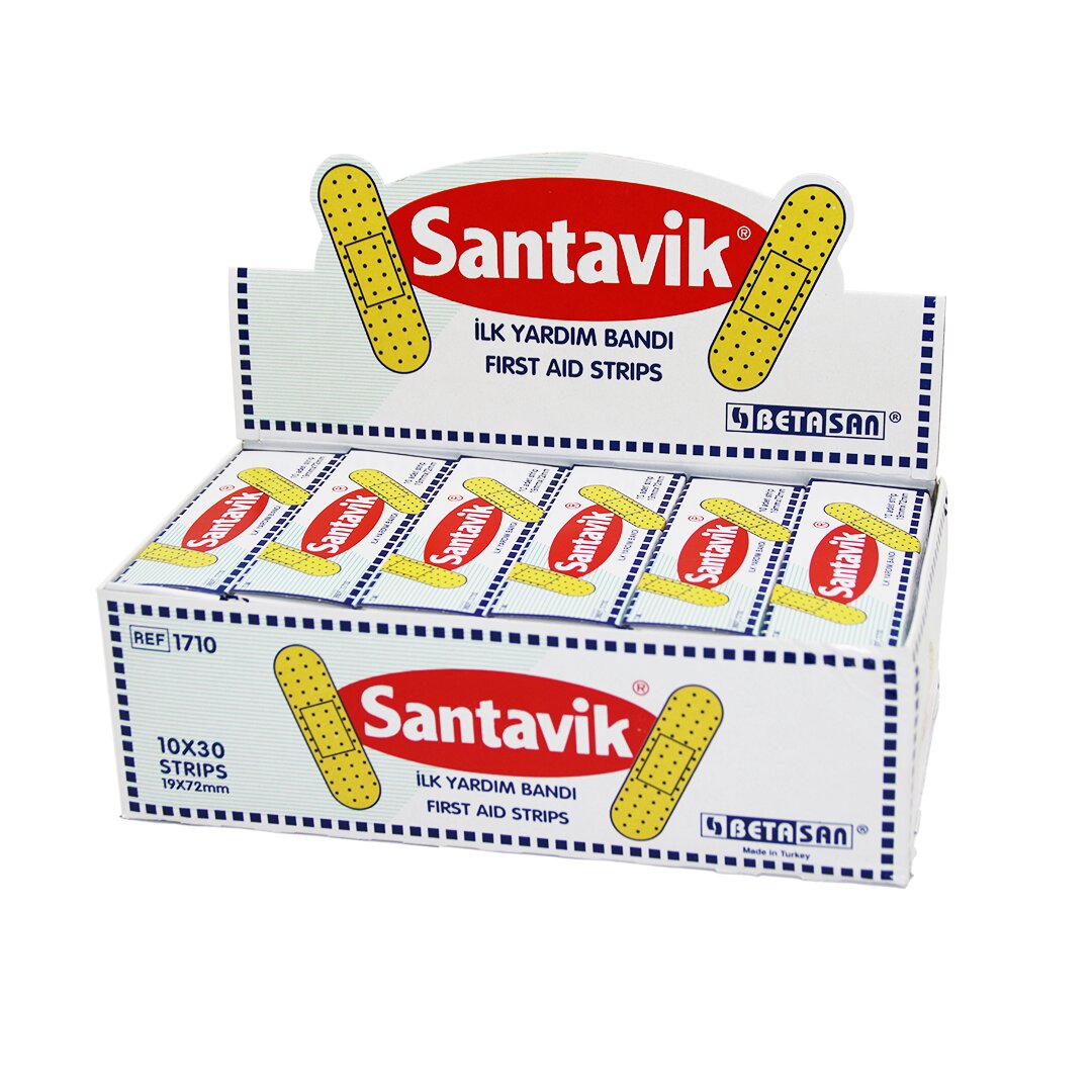 SANTAVİK 10 x 30 YARA BANTI = 1 KUTU İÇİNDE 300 ADET YARA BANDI VARDIR (5538) 1