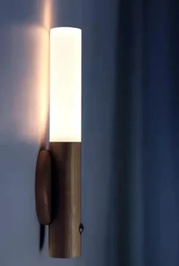 Sensörlü Usb Şarjlı Mıknatıslı Taşınabilir Duvar Aplik Masa Lambası Ahşap Görünümlü Gün Işığı (5538) 2