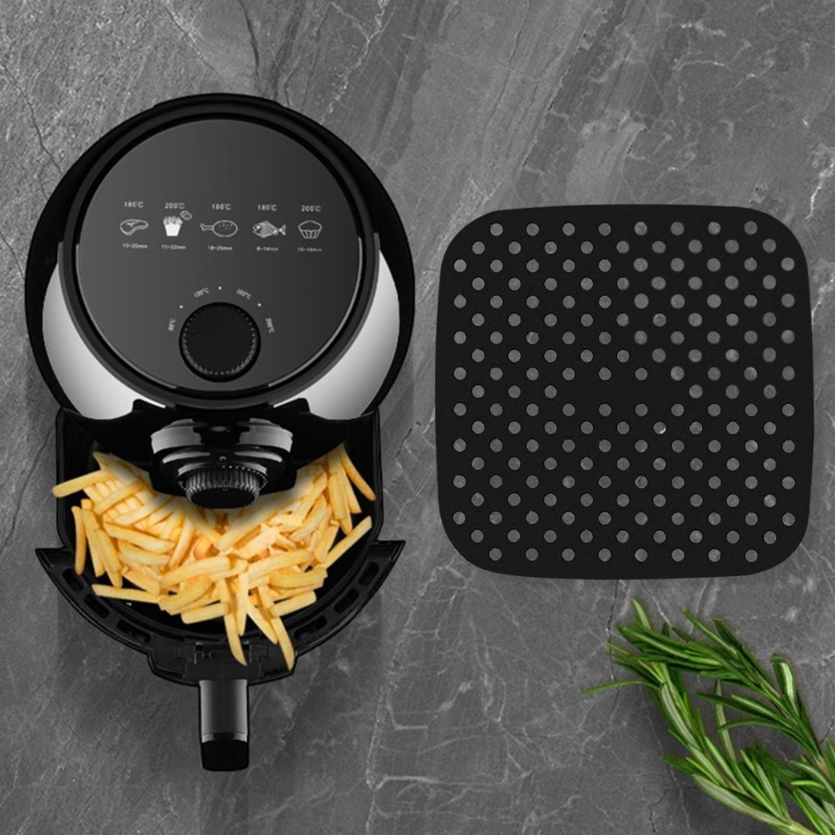 Siyah Isıya Dayanıklı Yıkanılabilir Silikon Fırın Ve Airfryer Kare Model Pişirme Matı 21,5 Cm (5538) 3