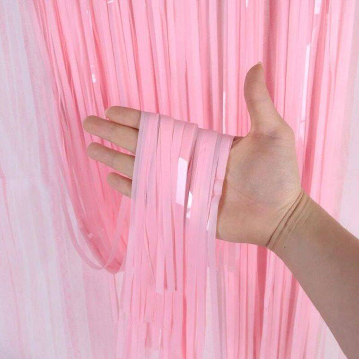 Soft Pembe Püsküllü Kapı Perdesi - Parti, Baby Shower, Cinsiyet Partisi 1x2 m (5538) 2