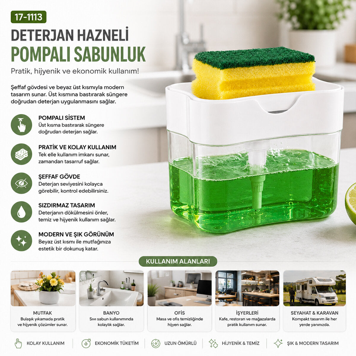 SÜNGER HEDİYELİ DETERJAN HAZNELİ POMPALI SÜNGERMATİK (5538) 2