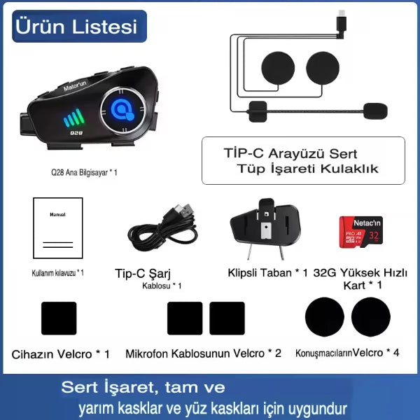 Q28 Kameralı Motosiklet Kask Kulaklığı 4