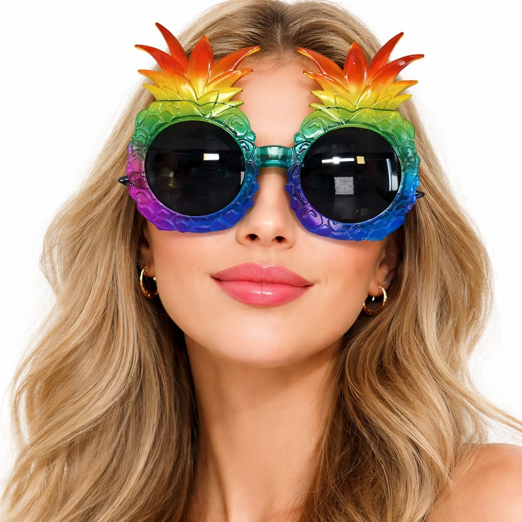 Tropikal Ananas Tasarımlı Renkli Hawaii Parti Gözlüğü (5538) 3