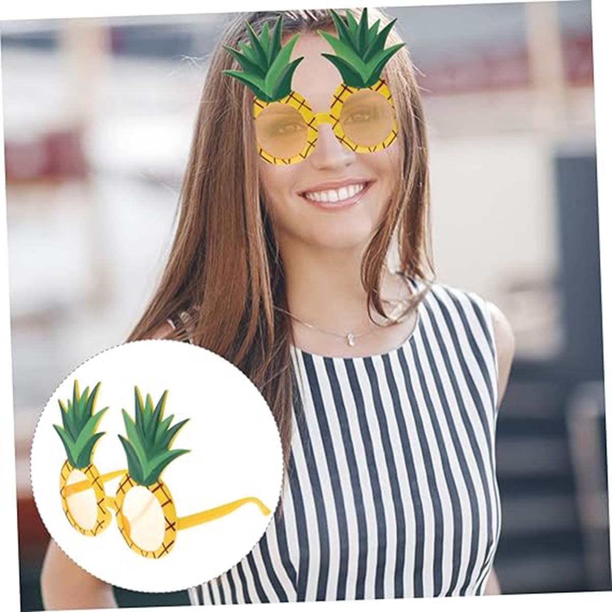Tropikal Hawaii Ananas Şekilli Parti Gözlüğü 9.5 x 14 cm (5538) 3