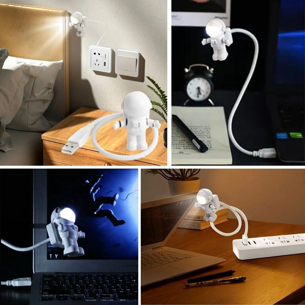 USB Astronot Gece Lambası, Masa Lambası, Kitap Okuma Lambası Işığı (5538) 1