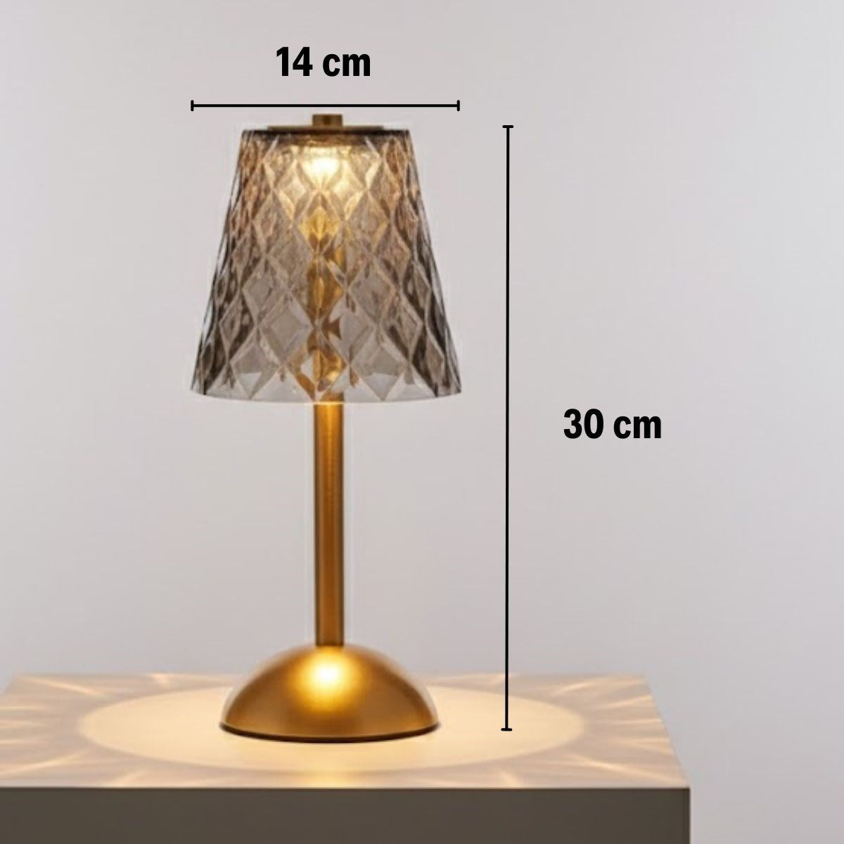 Uzun Klasik Gri Baklava Model LED Masa Lambası – Dokunmatik, 3 Renk Işık Modlu, Şarjlı Dekoratif Gece Lambası (5538) 5