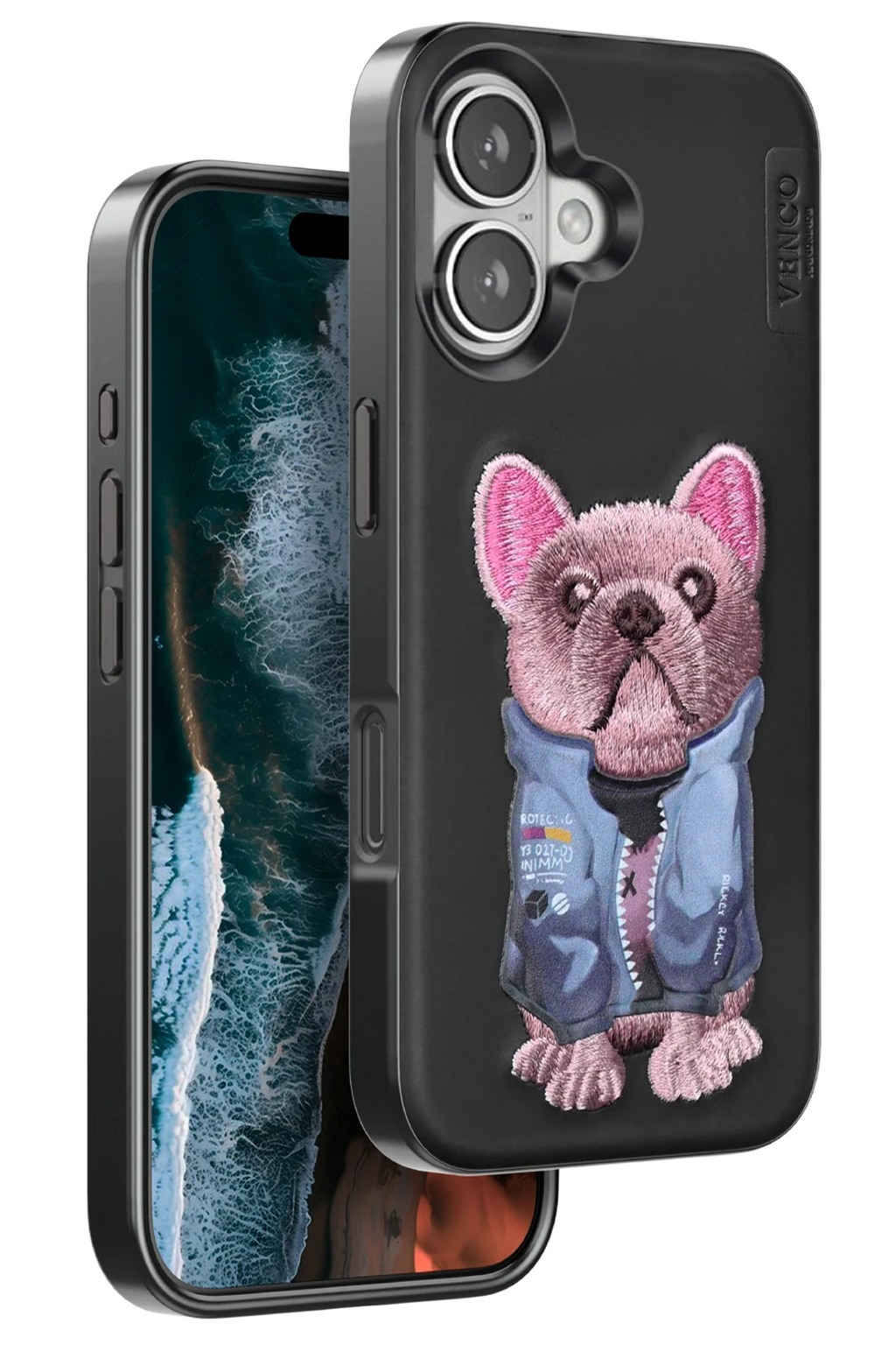 Venco Apple iPhone 16 Cute Desenli Kapak - Siyah 1