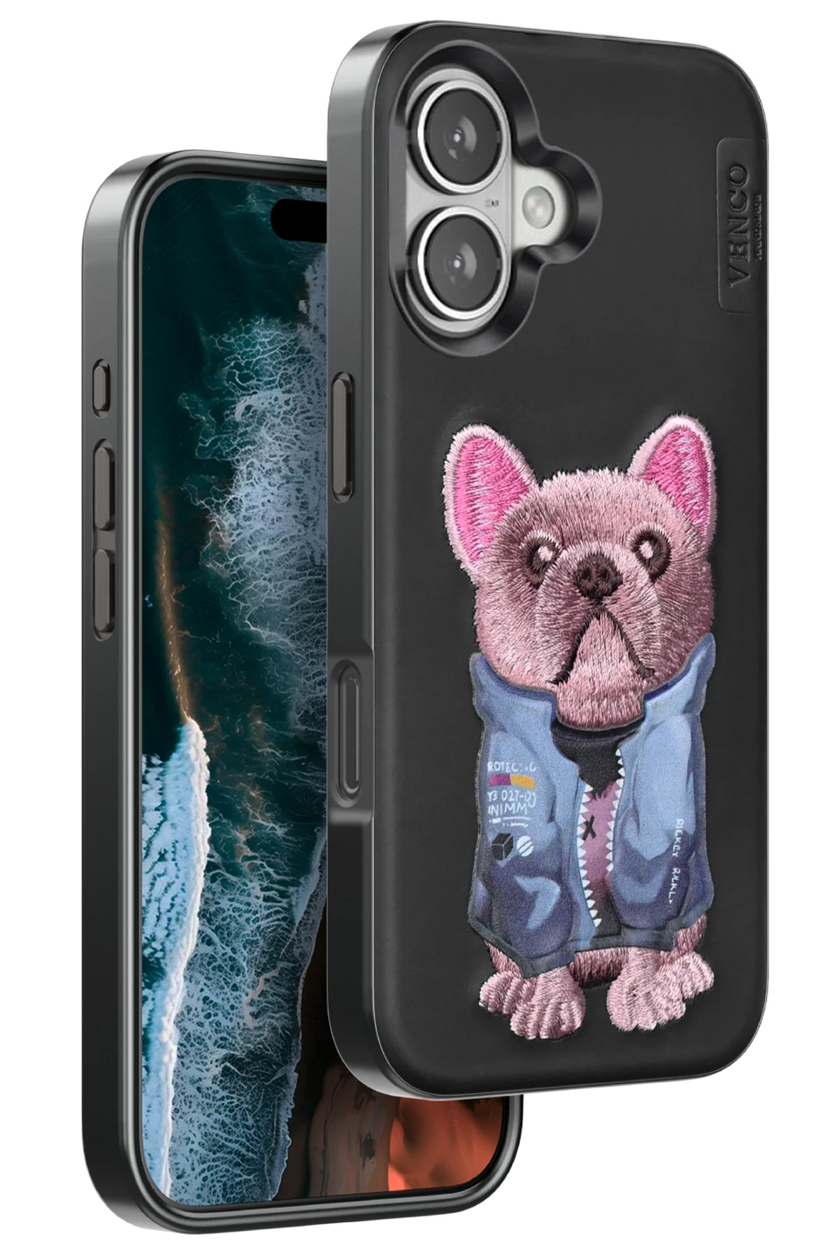 Venco Apple iPhone 16 Cute Desenli Kapak - Siyah 1