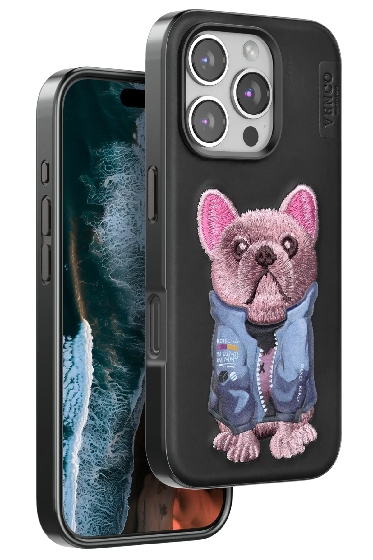 Venco Apple iPhone 16 Pro Cute Desenli Kapak - Siyah 1