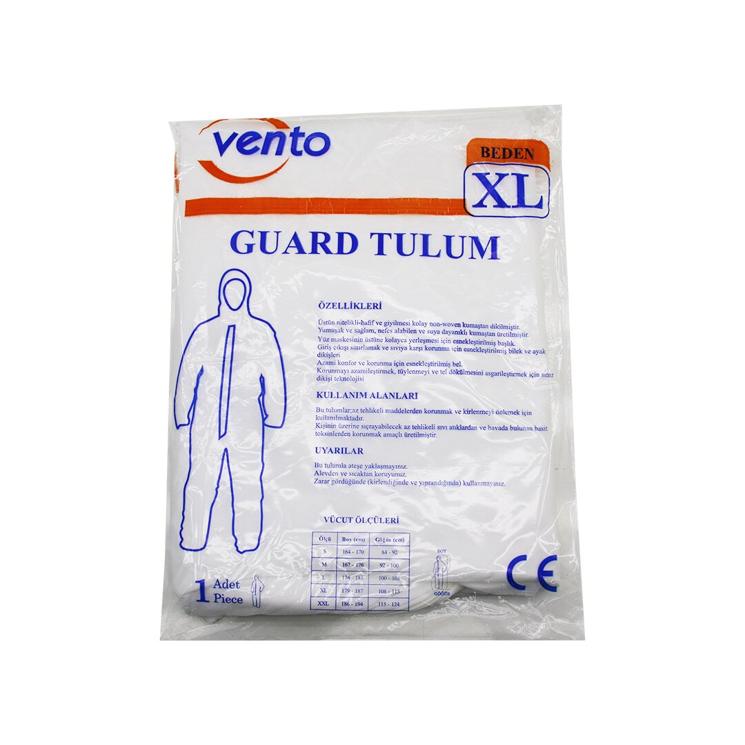 VENTO XL GUARD KORUYUCU TULUM BEYAZ - HAFİF - NON-WOVEN KUMAŞ BOY: 179-187CM - GÖĞÜS: 108-115CM (5538) 1