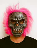 Wild Skull - Gümüş Kafatası Pembe Saçlı İskelet Maske (5538) 1