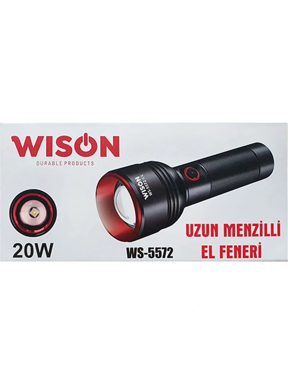 WISON WS-5572 20W Uzun Menzilli Şarjlı Metal El Feneri (5538) 5