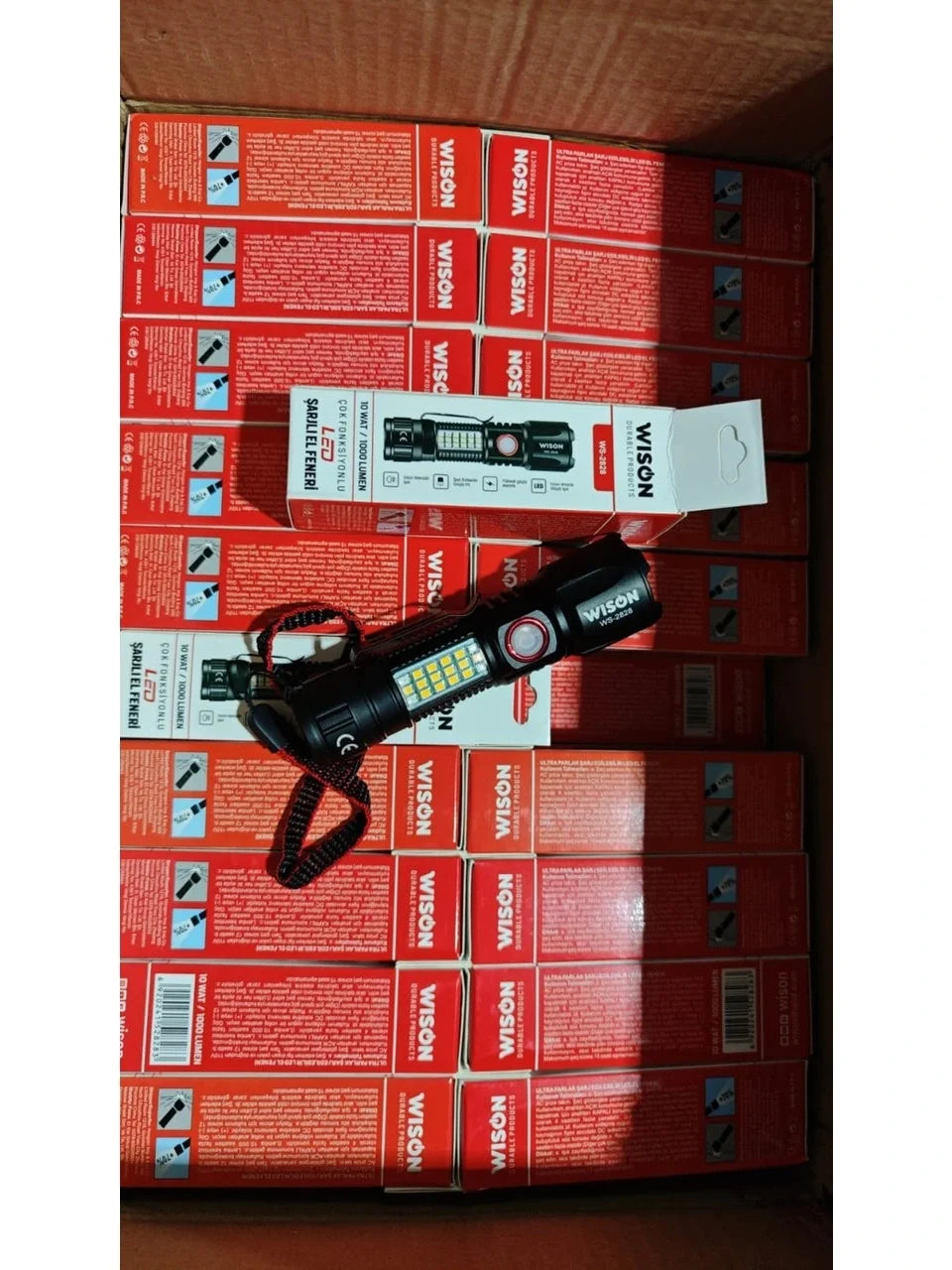 WS-2828 Ultra USB Şarjlı Polis El Feneri, Bekçi, Asker El Feneri Kırmızı Mavi Çakarlı 1000 Lümen (5538) 4