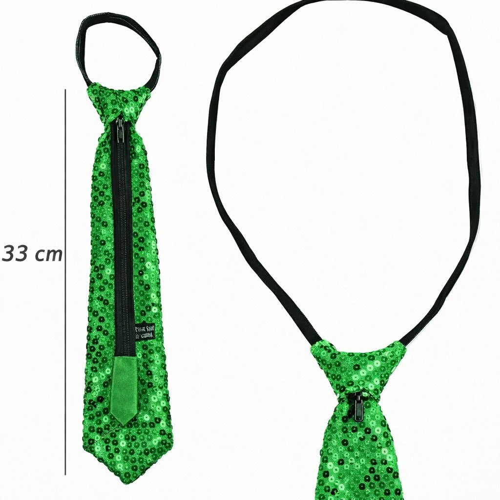 Yeşil Renk Pul Payetli Işıltılı Parti Kravatı 33 cm (5538) 2